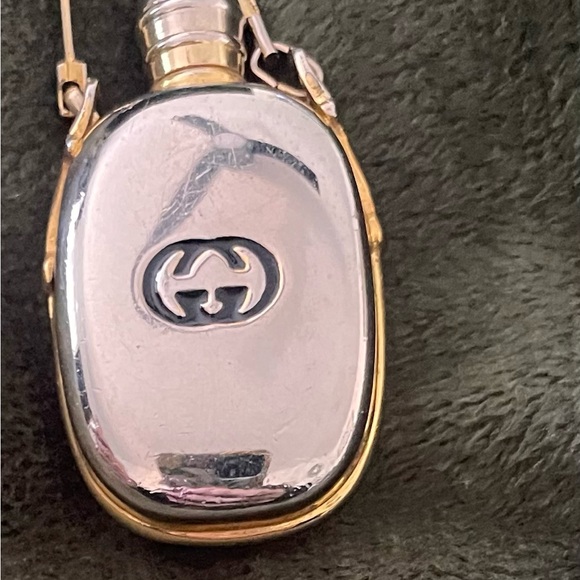 GUCCI Vintage golden perfume bottle necklace with logo mark on top 💛🤍🖤 - Picture 3 of 10